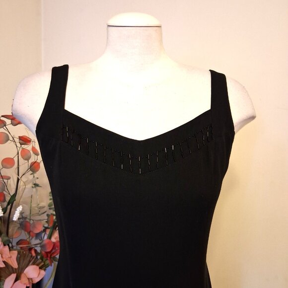 Preowned Women's Zakura 2 Piece Black Lined Beaded Blazer & Dress Set 10 M - Picture 10 of 16